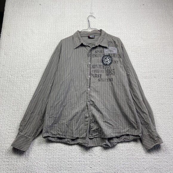 Y2K Roadster Manchester GD Button Up Shirt Distressed Men XL Grunge Goth AOP - Picture 4 of 10